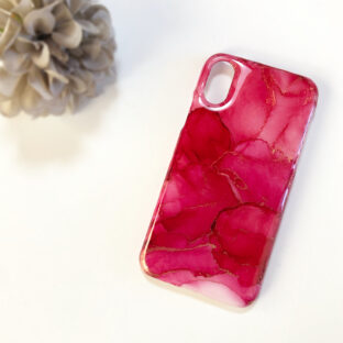 アルコールインクアートスマホケース/レッド/iPhoneケース