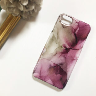 アルコールインクアートスマホケース/グレーピンク/iPhoneケース