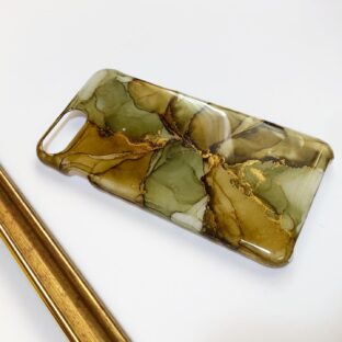 アルコールインクアートスマホケース/カーキブラウン/iPhoneケース