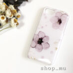 紫のお花のアルコールインクアートスマホケース