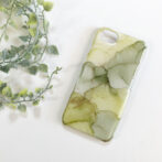 緑のアルコールインクアートスマホケース