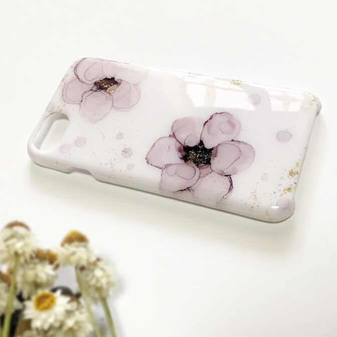 お花のアルコールインクアートスマホケース