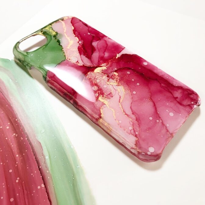 アルコールインクアートスマホケーススイカ