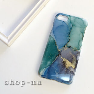 アルコールインクアートスマホケース/ブルー＋ブラック/iPhoneケース