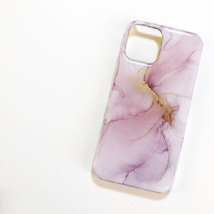 アルコールインクアートスマホケース/くすみピンク・パープル系大理石②/iPhoneケース