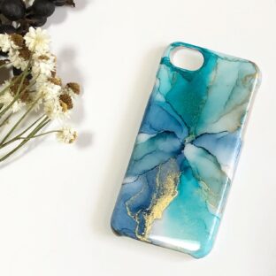 アルコールインクアートスマホケース/ターコイズブルー/iPhoneケース