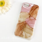 ピンクブラウンのアルコールインクアートスマホケース