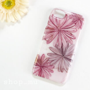 アルコールインクアートスマホケース/敷き詰めピンクフラワー/iPhoneケース