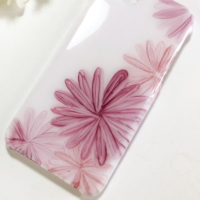ピンクのフラワースマホケース