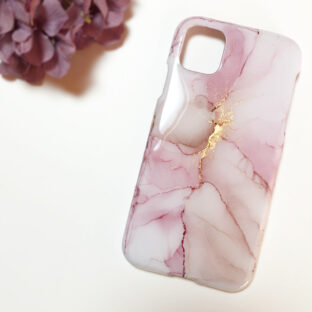 アルコールインクアートスマホケース/ピンク大理石A/iPhoneケース