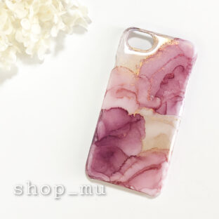 アルコールインクアートスマホケース/レディピンク/iPhoneケース