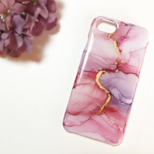 アルコールインクアートスマホケース/レッドパープル/iPhoneケース