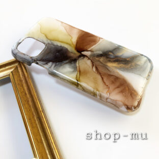 アルコールインクアートスマホケース/クールカーキ/iPhoneケース