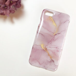 アルコールインクアートスマホケース/ピンク大理石B/iPhoneケース