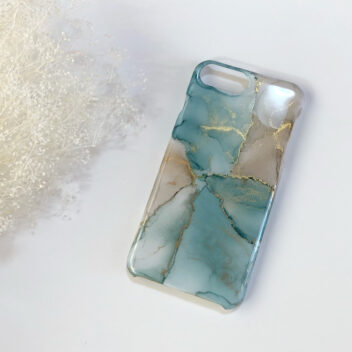 アルコールインクアートスマホケース/くすみブルー/iPhoneケース