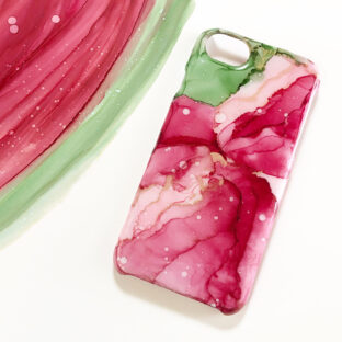 アルコールインクアートスマホケース/スイカ/iPhoneケース