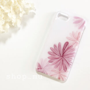 アルコールインクアートスマホケース/ピンクフラワー/iPhoneケース