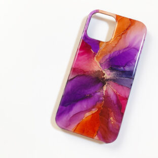 アルコールインクアートスマホケース/個性的なビビットカラー/iPhoneケース