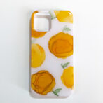 オレンジ色のアルコールインクアートスマホケース