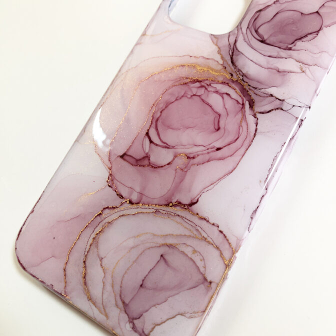 アルコールインクアートのバラのスマホケース