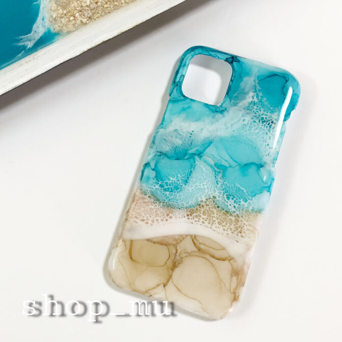 海アートのアルコールインクアートスマホケース