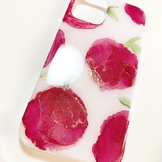 リンゴのアルコールインクアートスマホケース