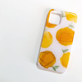 アルコールインクアートスマホケース/オレンジ/iPhoneケース