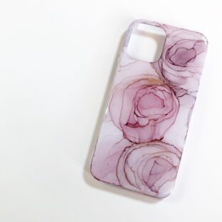 アルコールインクアートスマホケース/薔薇アート/くすみピンク/iPhoneケース