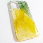 黄色のアルコールインクアートスマホケース