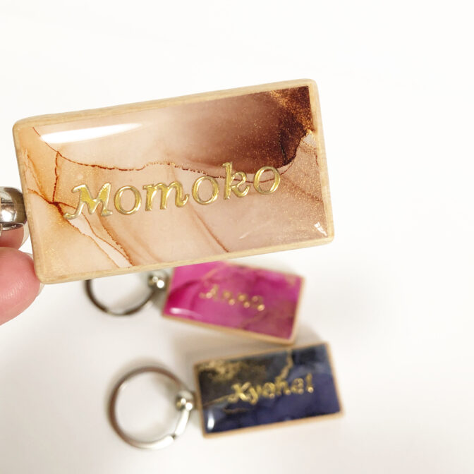 アルコールインクアートのキーホルダー