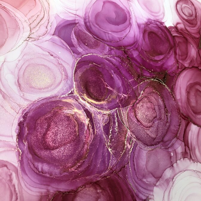 アルコールインクアートで薔薇を描いた