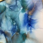 青のアルコールインクアート