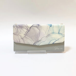 スマホショルダー手帳型ストラップ付スマホケース【くすみブルー】