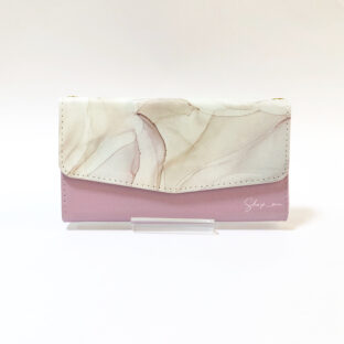 スマホショルダー手帳型ストラップ付スマホケース【くすみピンク】