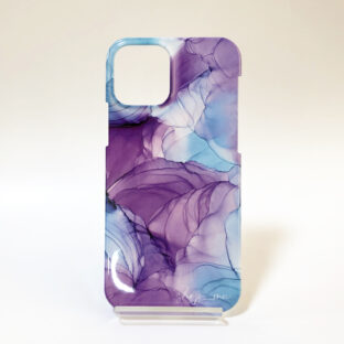 【名入れ可能】アルコールインクアートiPhoneケース【パープル×ブルー】