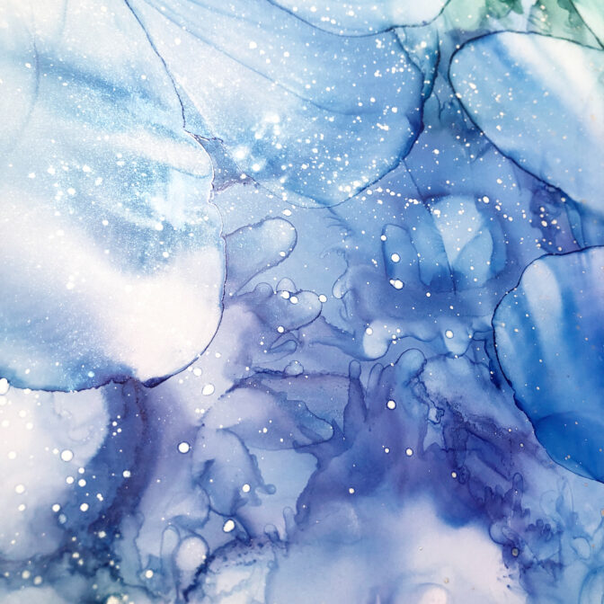 海の中をイメージしたアルコールインクアート